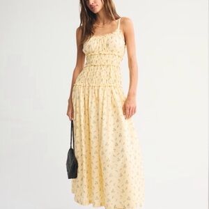 Abercrombie & Fitch Yellow Floral Smocked Maxi Dress